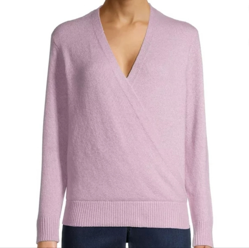 Time and Tru V-Neck Faux Wrap Sweater, XL (16-18), Violet Mist